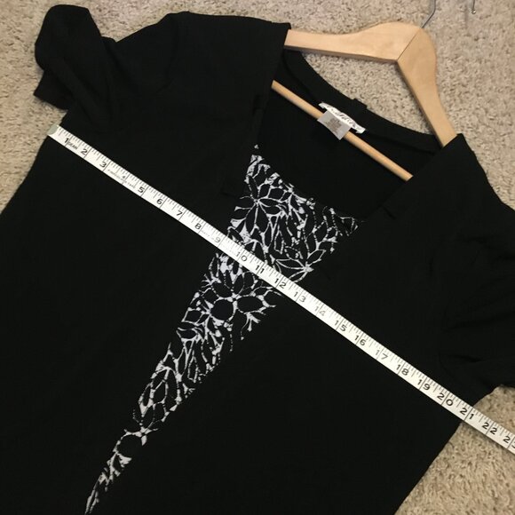 Tradition Made in Canada Black Open Short Sleeve Cardigan With Batik Shirt 2in1 - Picture 13 of 16